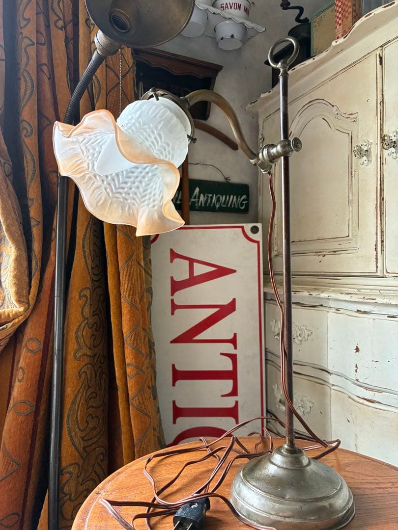 フランス　アンティーク　デスク　ランプ D ベッドサイド　卓上　真鍮　ランプ