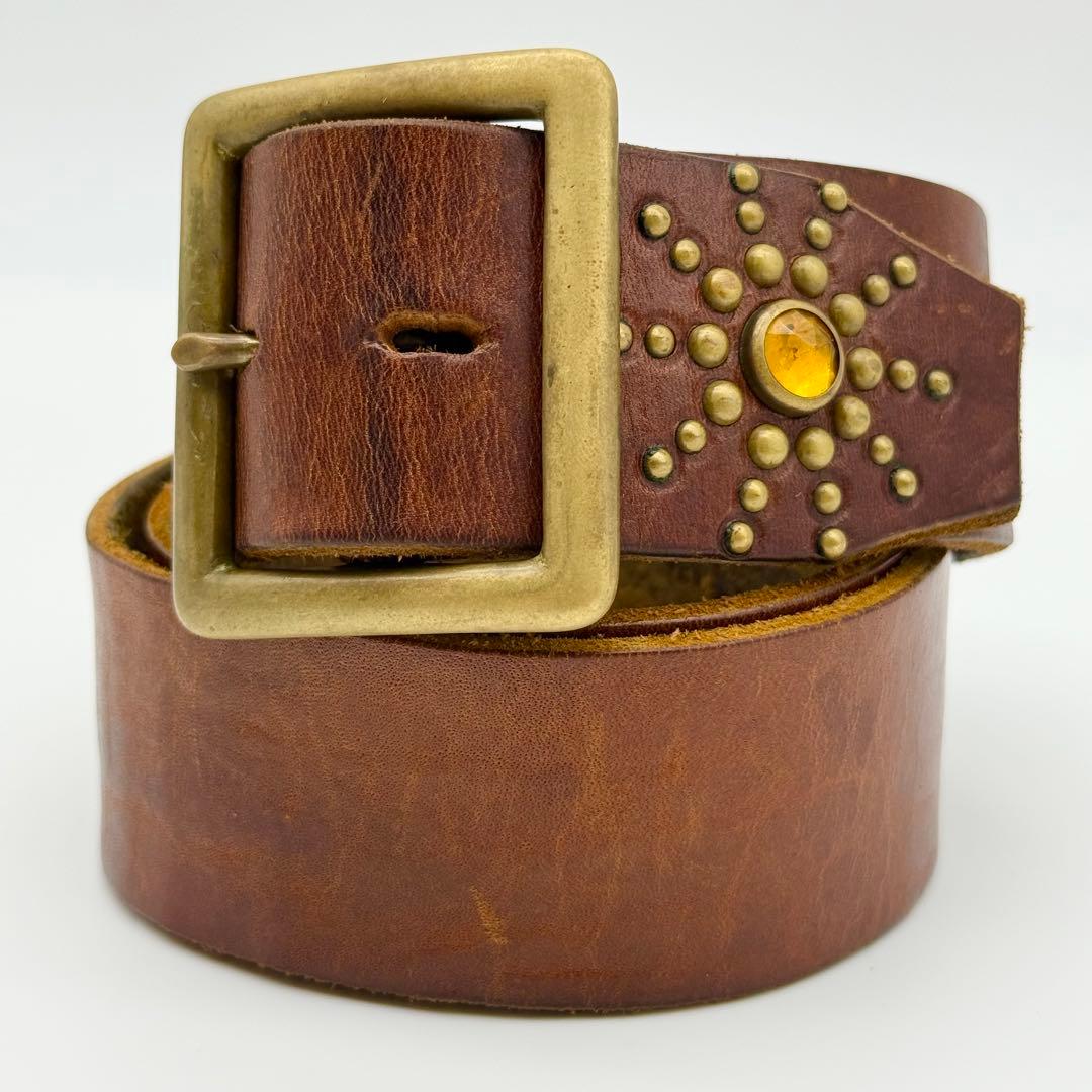 HTC エンドオンリー スターバースト レザーベルト イエローストーン34inc