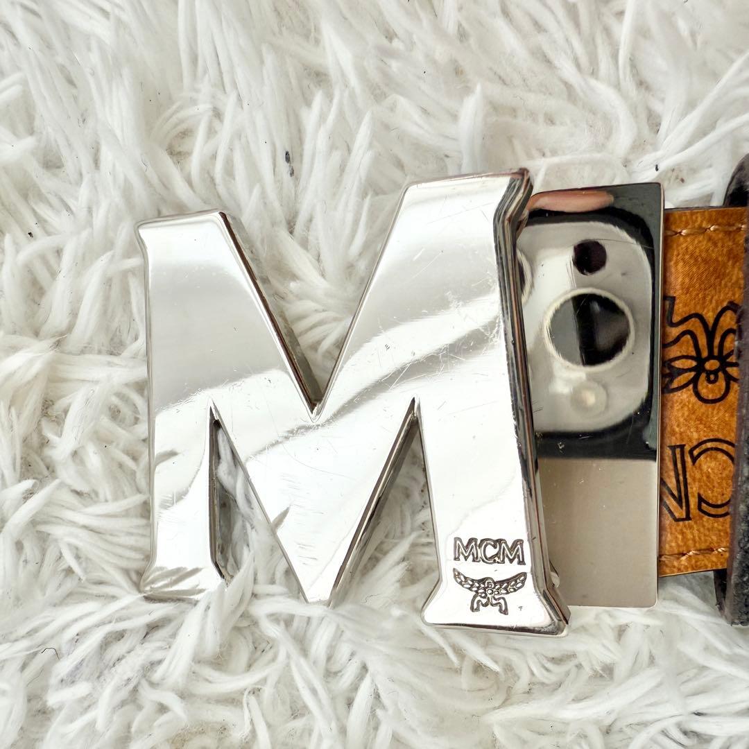 【廃盤&美品】MCM ベルト ヴィセトス 本革 ブラウン シルバー金具