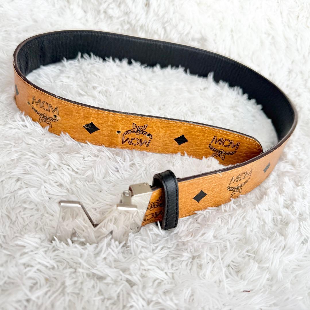 【廃盤&美品】MCM ベルト ヴィセトス 本革 ブラウン シルバー金具
