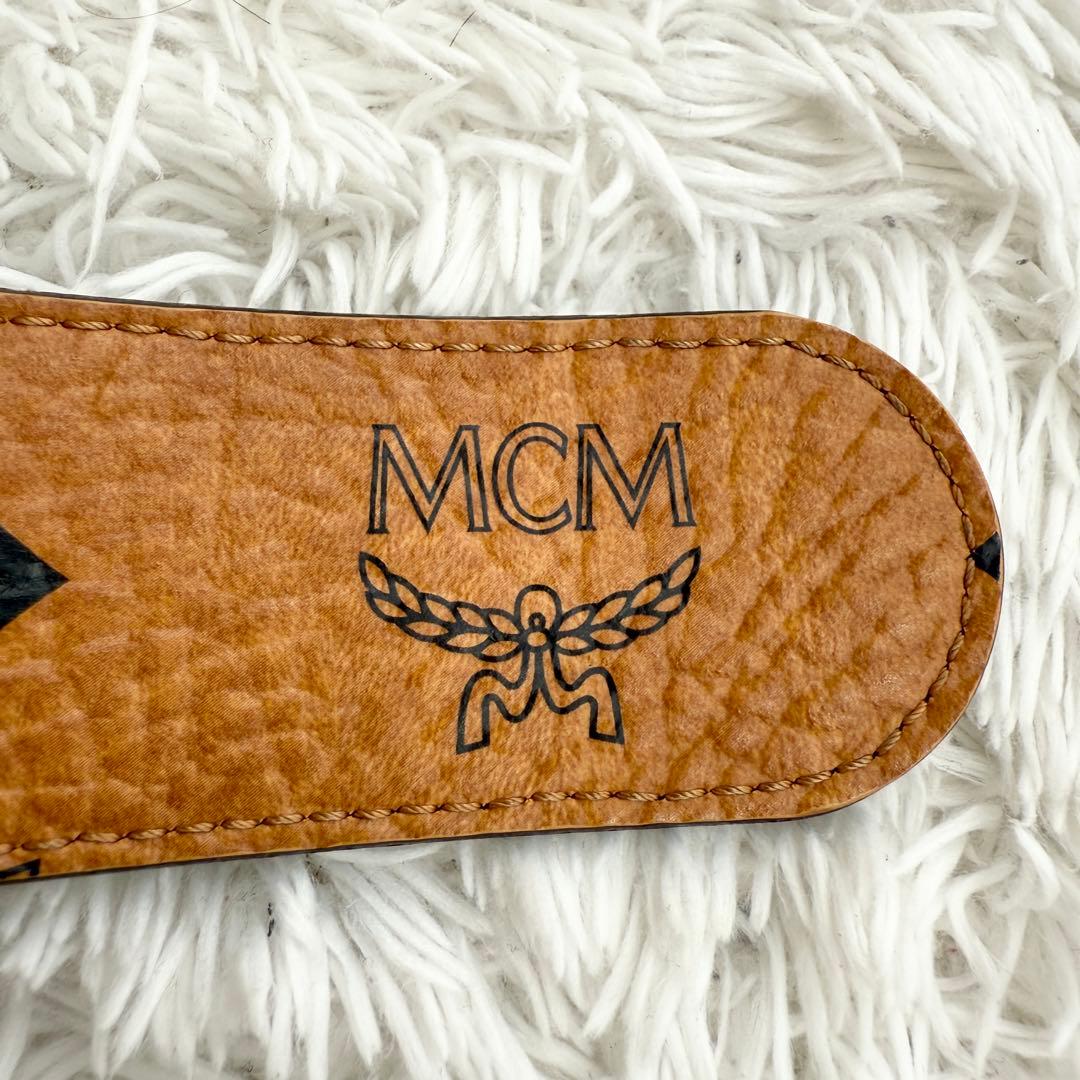 【廃盤&美品】MCM ベルト ヴィセトス 本革 ブラウン シルバー金具