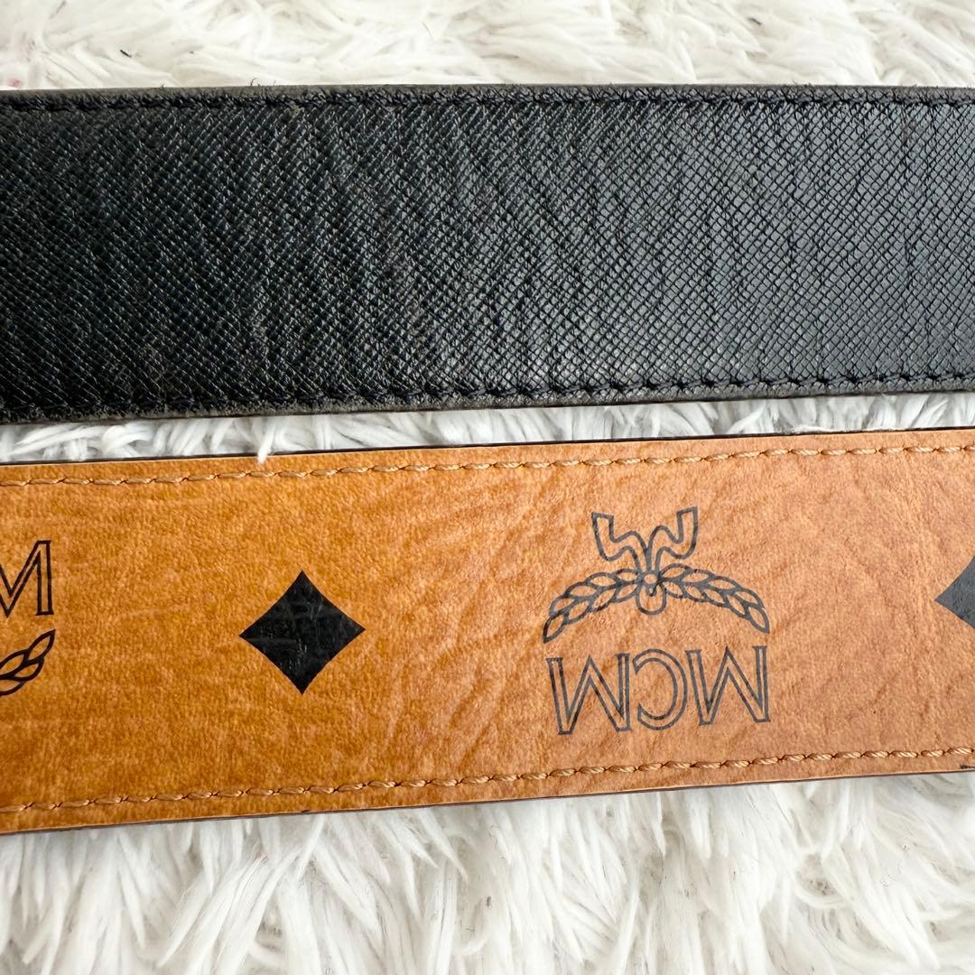 【廃盤&美品】MCM ベルト ヴィセトス 本革 ブラウン シルバー金具