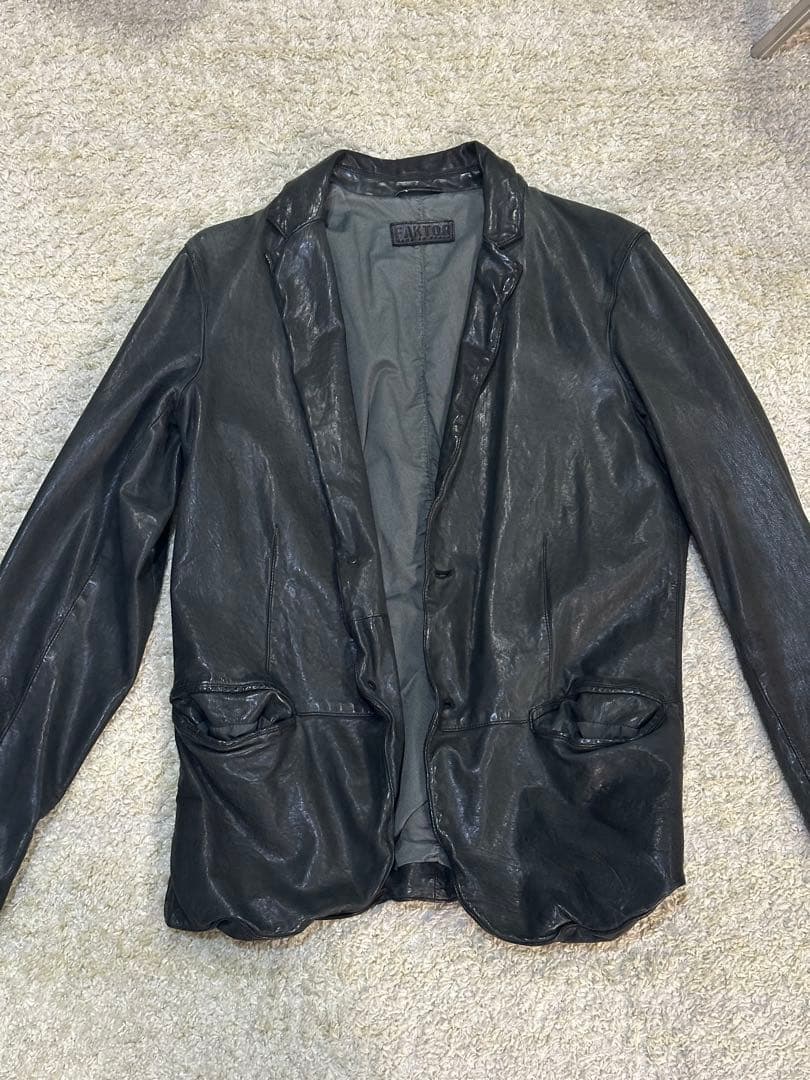 黒 レザージャケット シングルブレスト