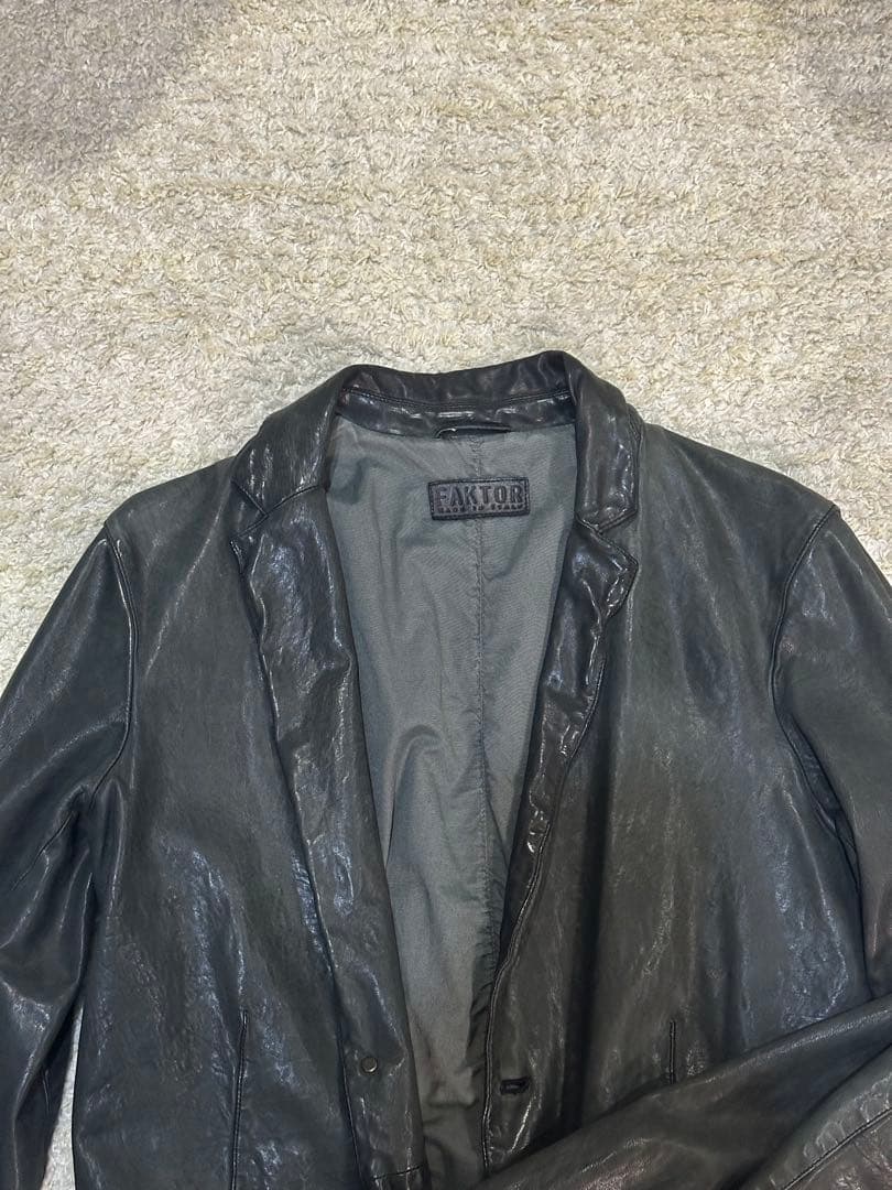 黒 レザージャケット シングルブレスト