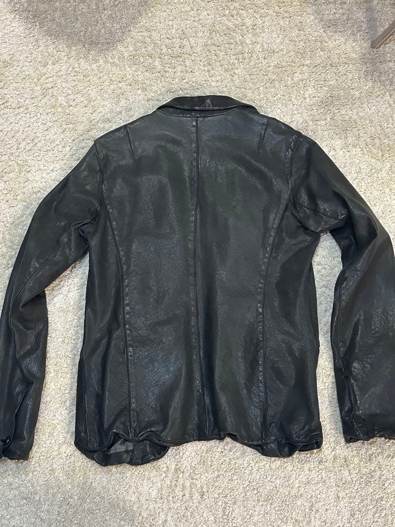 黒 レザージャケット シングルブレスト