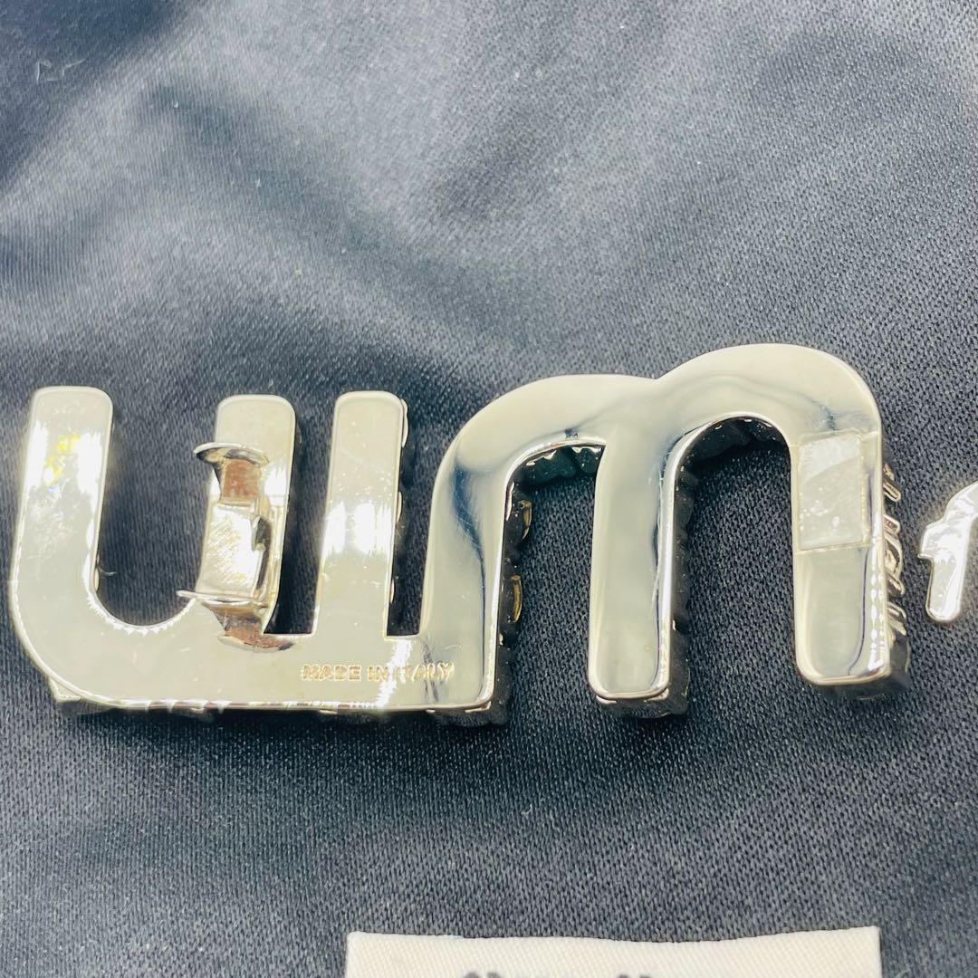 miumiu ミュウミュウ ロゴ クリスタル バレッタ ヘアクリップ