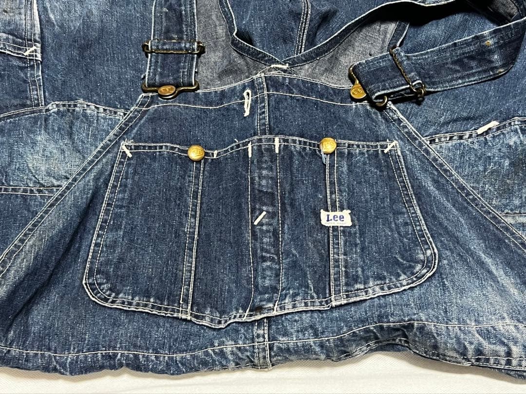 50s Lee 91sb ロングL ジェルトデニム オーバーオール 濃紺