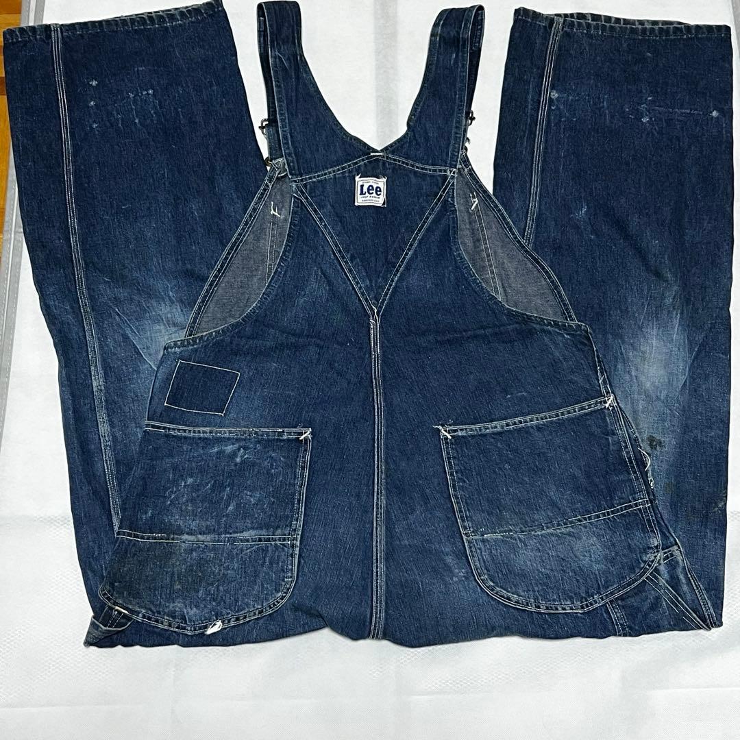 50s Lee 91sb ロングL ジェルトデニム オーバーオール 濃紺