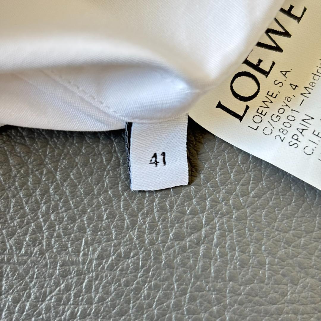 美品♪ロエベ アナグラム刺繍 長袖シャツ 裾リブ シャツジャケット 白 tu9