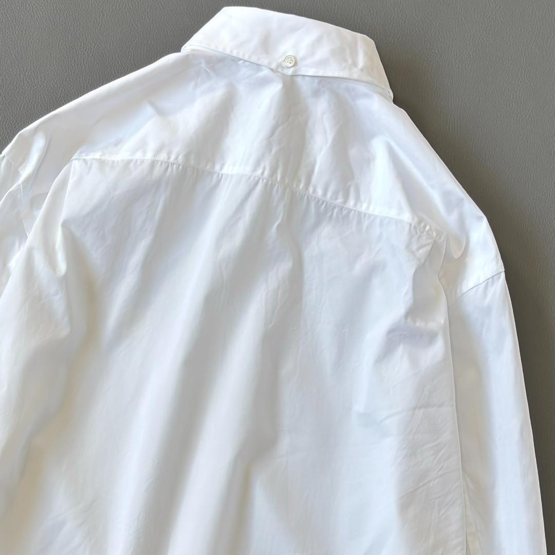 美品♪ロエベ アナグラム刺繍 長袖シャツ 裾リブ シャツジャケット 白 tu9