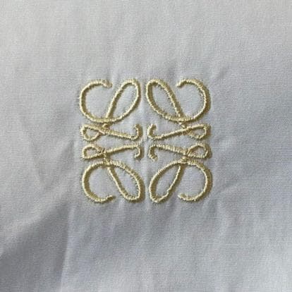 美品♪ロエベ アナグラム刺繍 長袖シャツ 裾リブ シャツジャケット 白 tu9