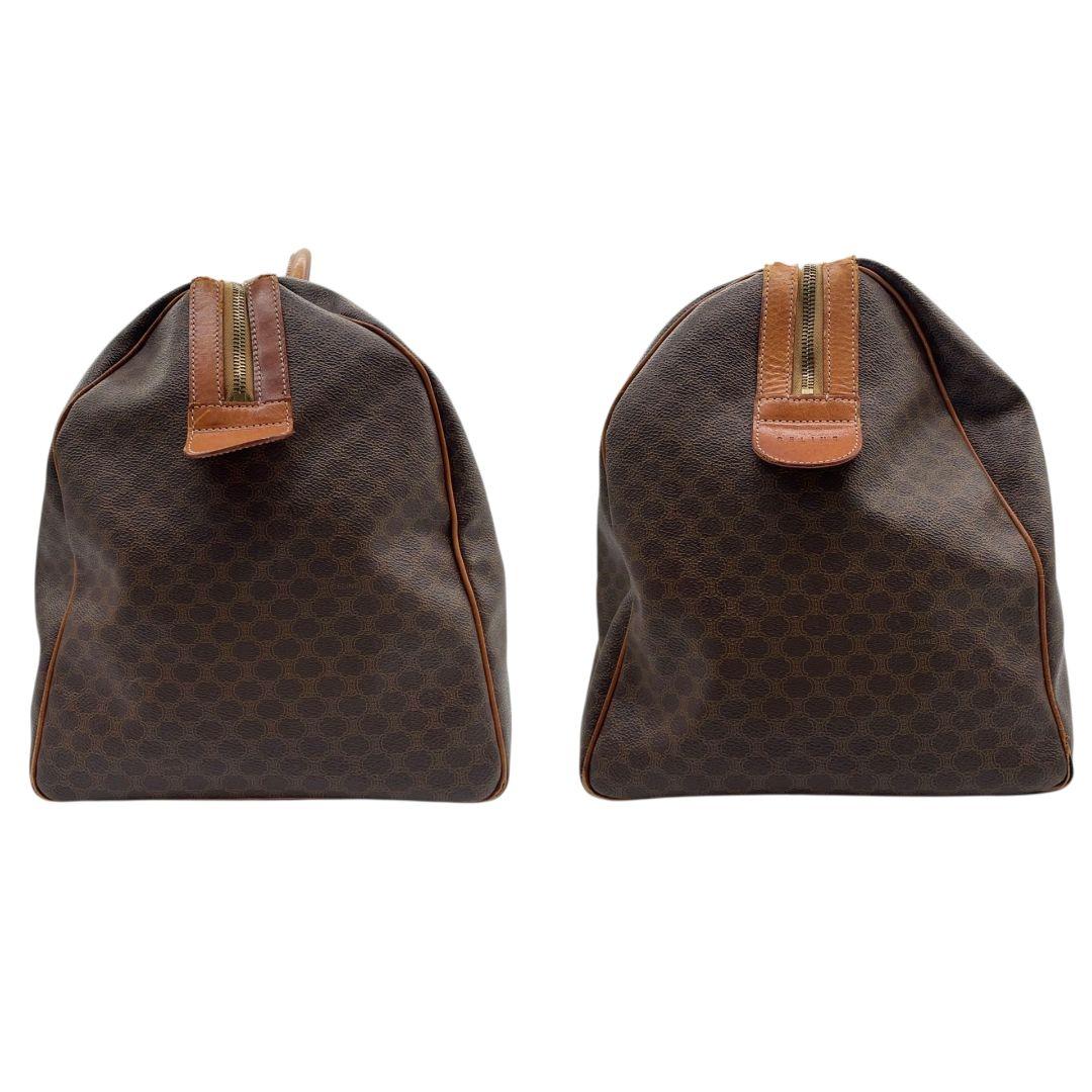 セリーヌ　ボストンバッグ　茶　マカダム　A4収納　PVC　自立可　レザー　X