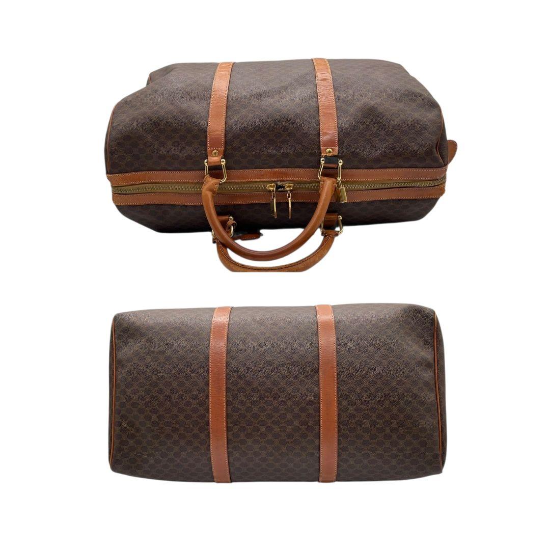 セリーヌ　ボストンバッグ　茶　マカダム　A4収納　PVC　自立可　レザー　X