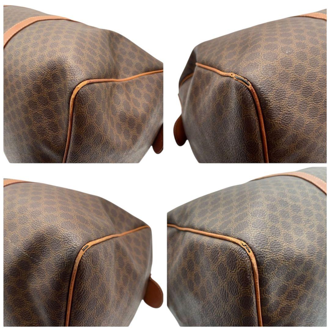 セリーヌ　ボストンバッグ　茶　マカダム　A4収納　PVC　自立可　レザー　X