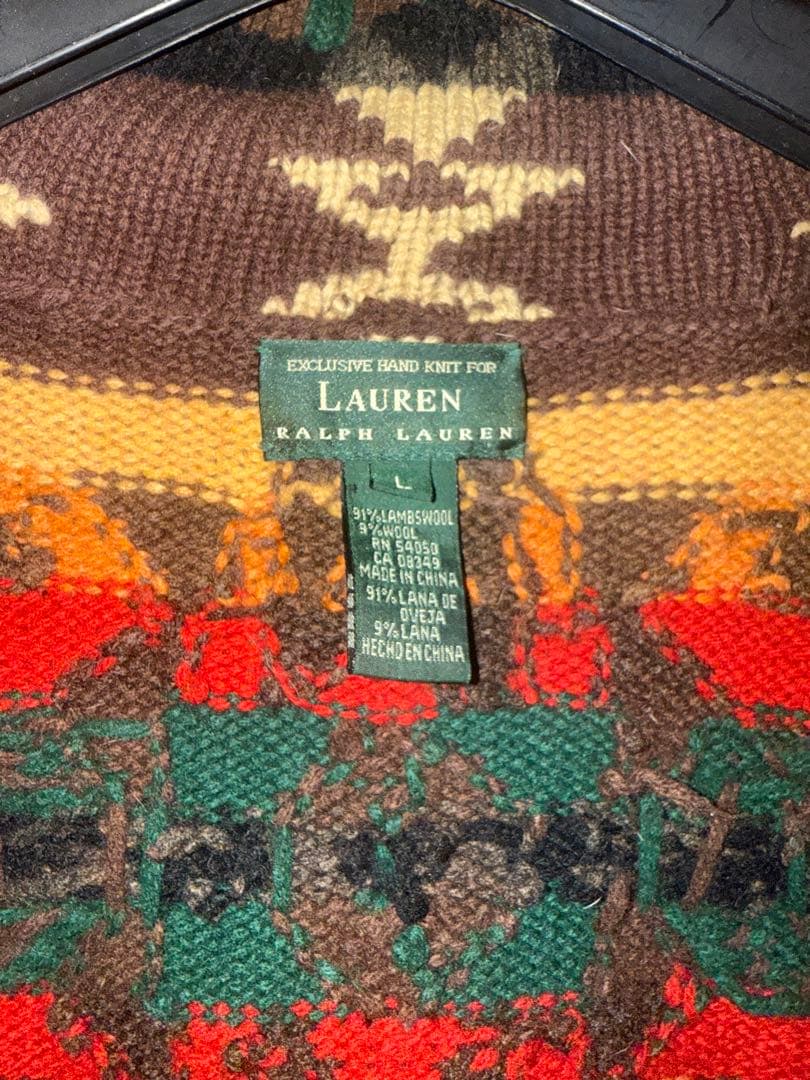 美品:ラルフローレン ネイティブ柄カーディガン