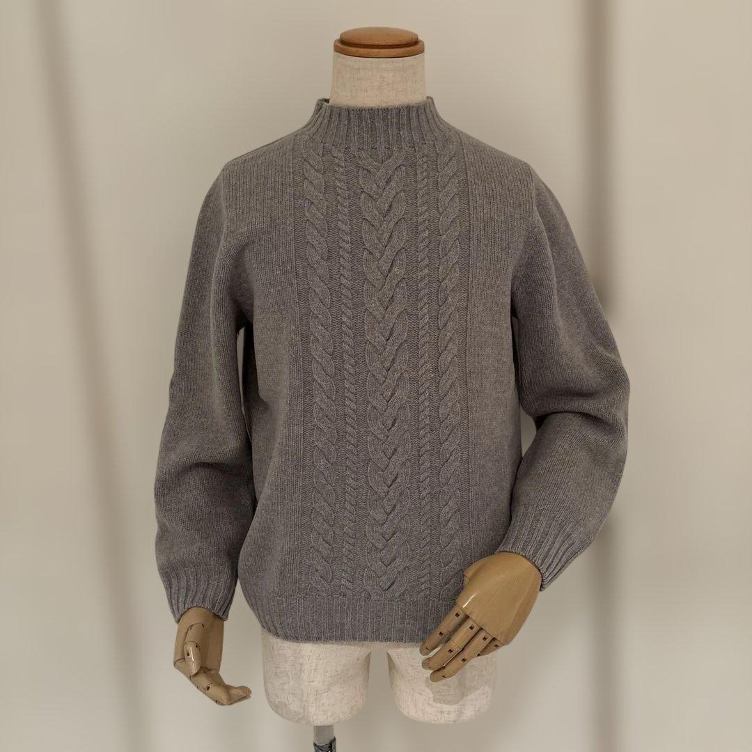 グランサッソ／モックネックニット／ミドルゲージ／ライトグレー／50