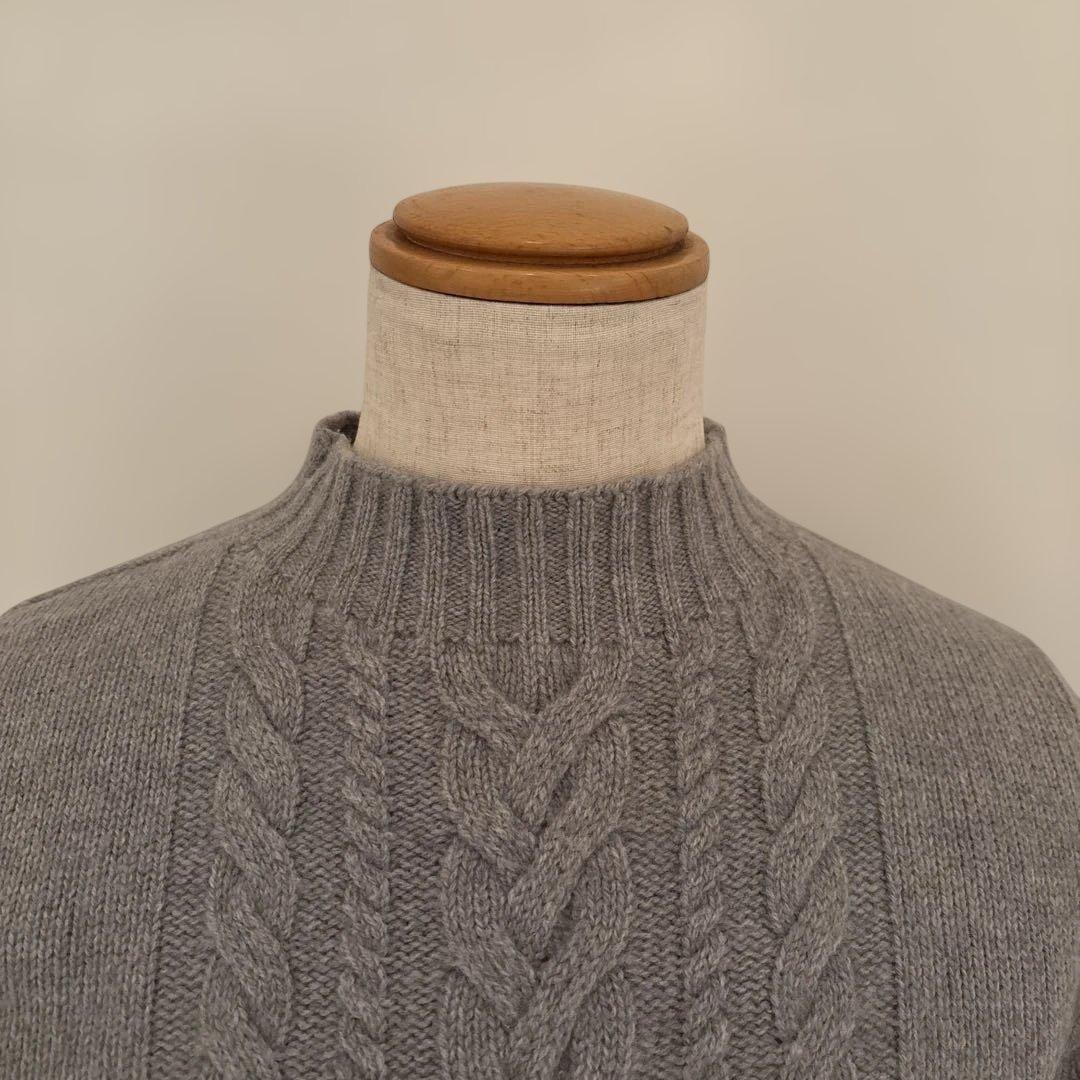 グランサッソ／モックネックニット／ミドルゲージ／ライトグレー／50