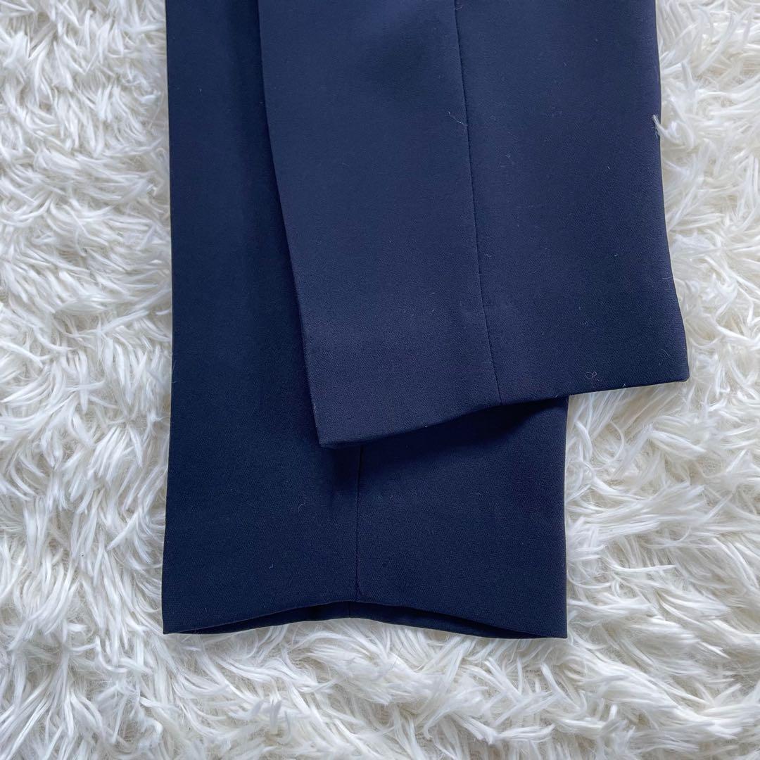PLSTプラステ ネイビーノーカラージャケットパンツスーツセットアップ洗える