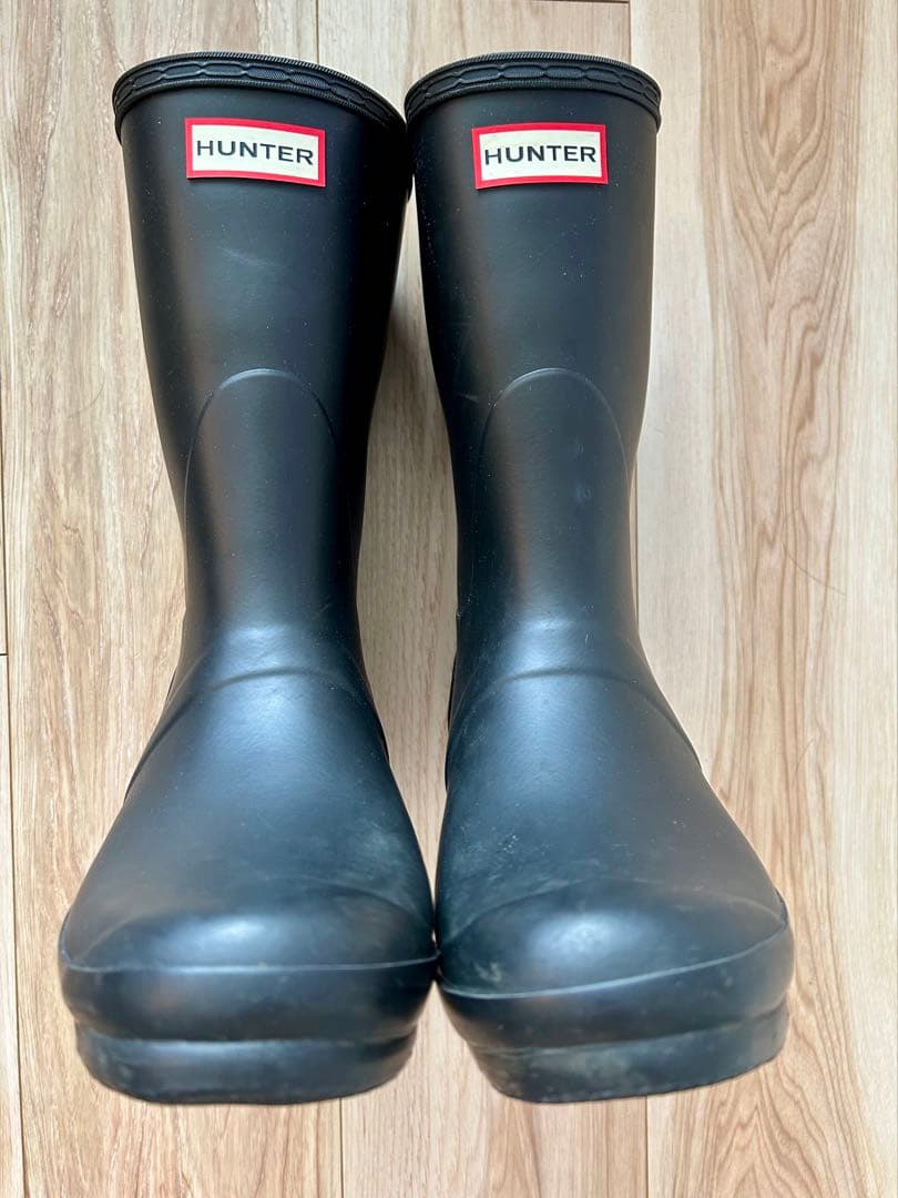 HUNTER ブラック ショートレインブーツ UK6 25cm