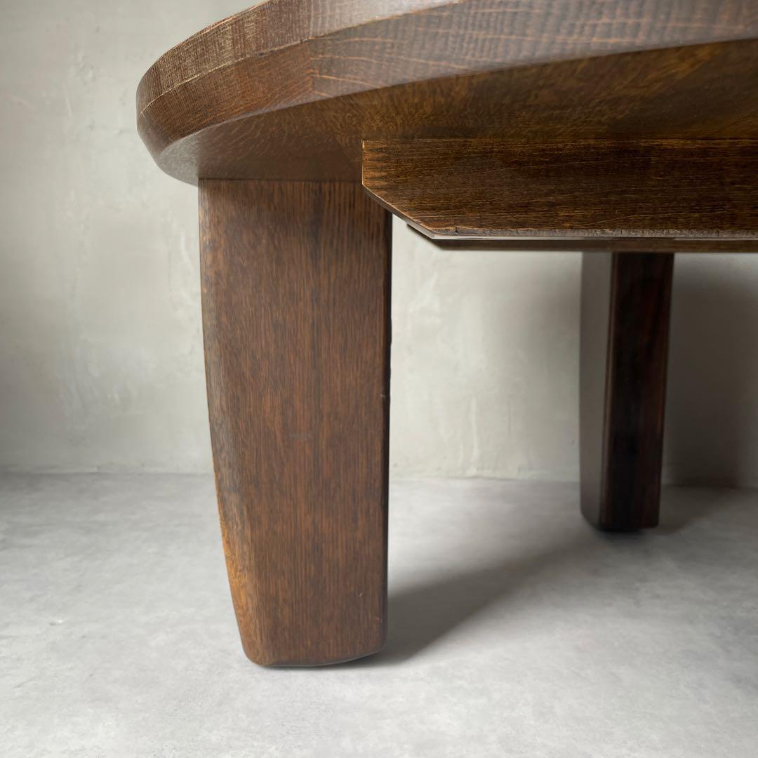 飛騨高山　高級家具　無垢材　円形　木製　ローテーブル ダークブラウン　円卓　座卓