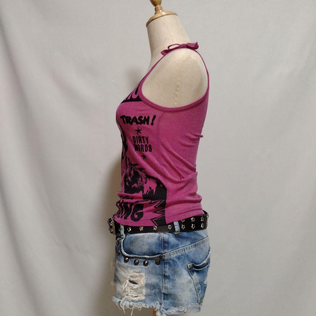 初期 レアデザイン HYSTERICS ヒスガール ピンク ラメ キャミソール