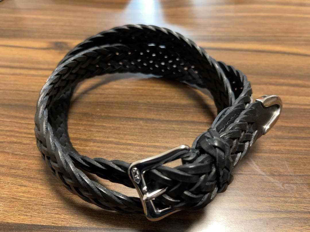 J&M DAVIDSON ブラックレザー編み込みベルト