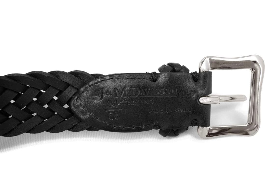 J&M DAVIDSON ブラックレザー編み込みベルト