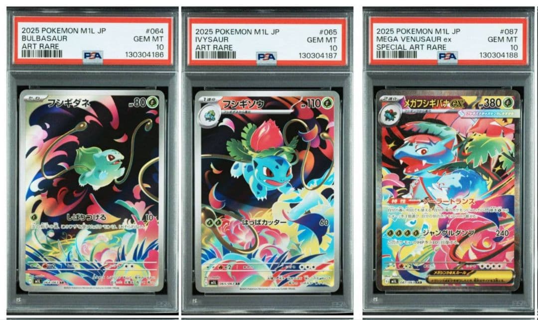 PSA10 進化ライン3連番フシギダネ フシギソウ メガフシギバナex SAR