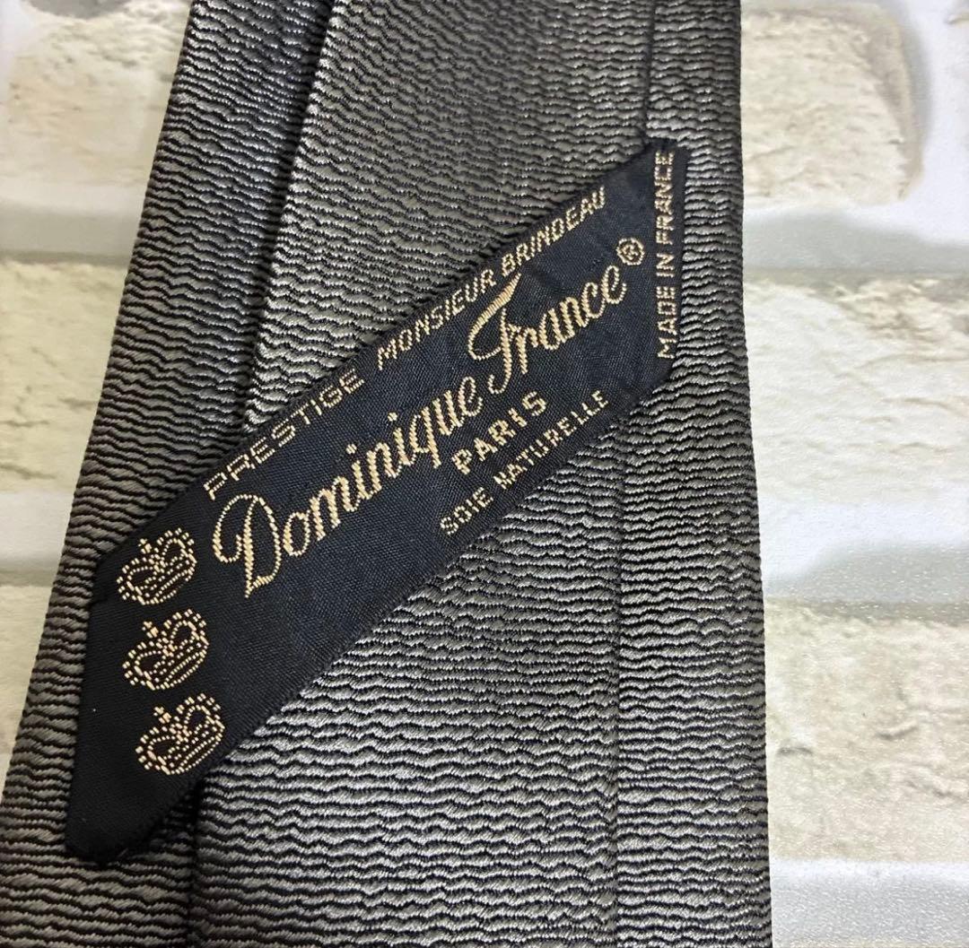 ドミニクフランス猫刺繍 グレー シルクネクタイ