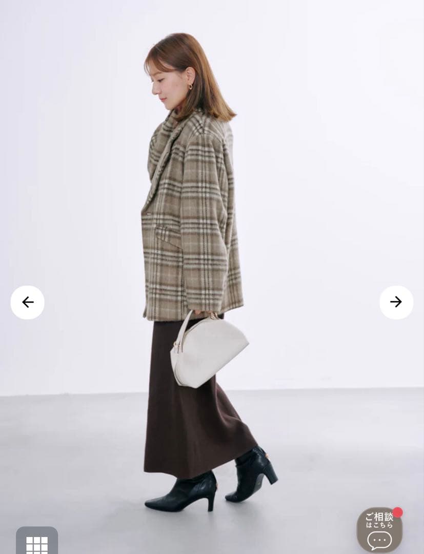 【美品】COHINA ウールシャギーチェックダブルコート