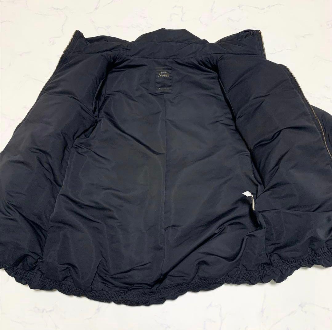 【美品】ノーブル　エステルファイユミドルダウンコート　ボリュームカラー　M　黒色