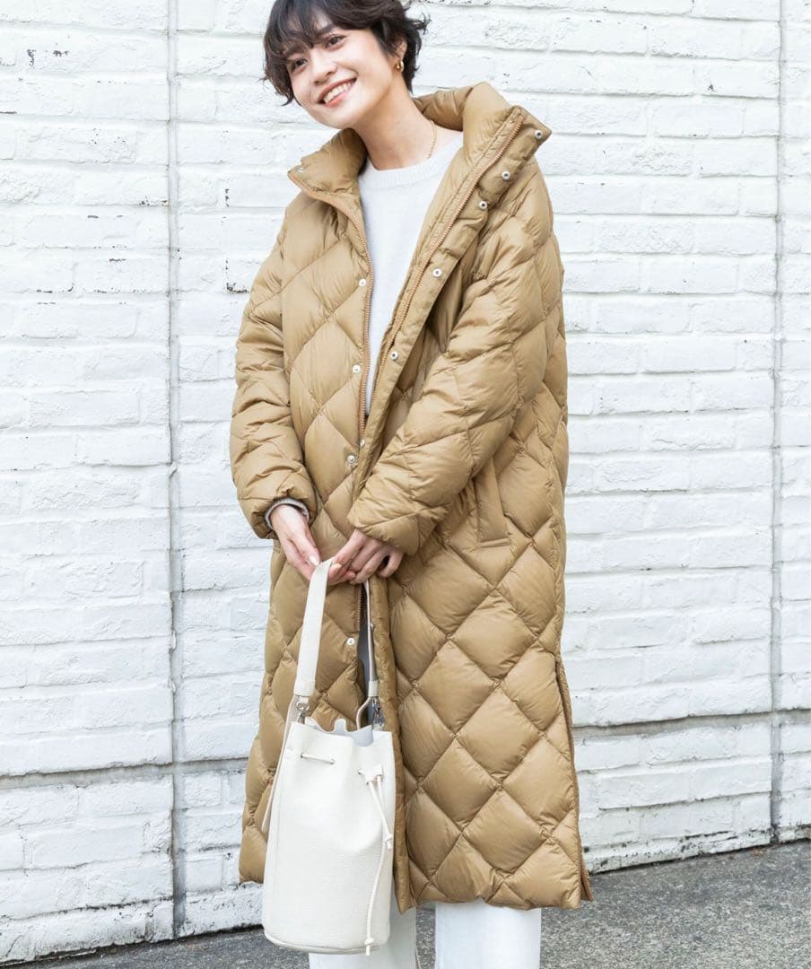 【WEB限定】【TAION/ノーリーズ】別注ダイヤキルトロングダウン　キャメル