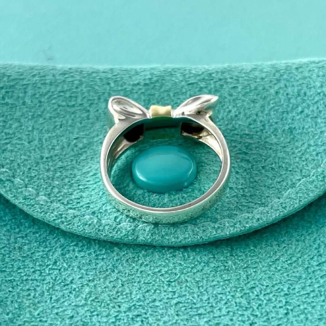 ティファニー 8号 ボウ リボン コンビ リング 925 750 WS5fe