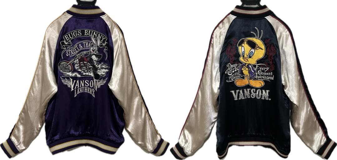 ＊VANSON×LOONEY TUNES 刺繍 リバーシブル スカジャン L