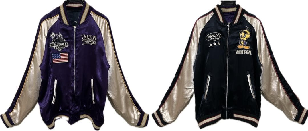 ＊VANSON×LOONEY TUNES 刺繍 リバーシブル スカジャン L