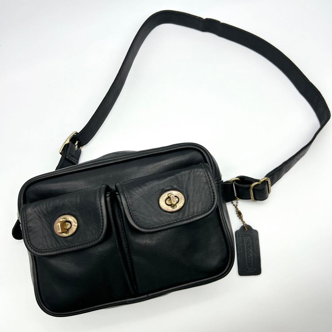 極希少◎ COACH オールドコーチ 2way ウエストバッグ ターンロック 黒