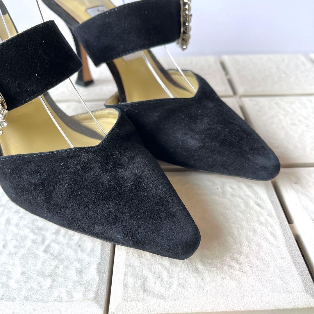 訳あり 36 ジミーチュウ　ミュール　サンダル　黒　ビジュー　23