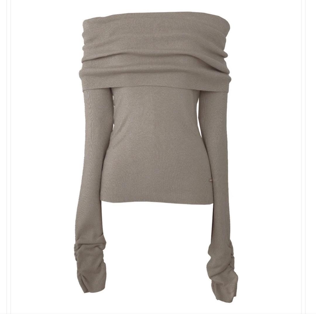 【新品】polaura ボリュームオフショルダーラメニット　beige タグ付き