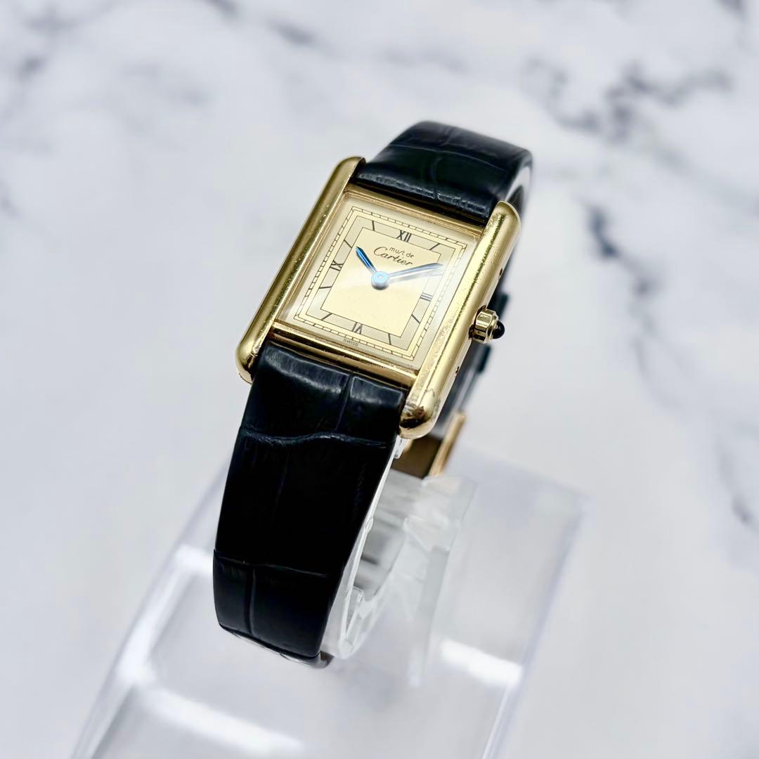 【OH済／極美】カルティエ マストタンク SM ヴェルメイユ 最高級クロコダイル