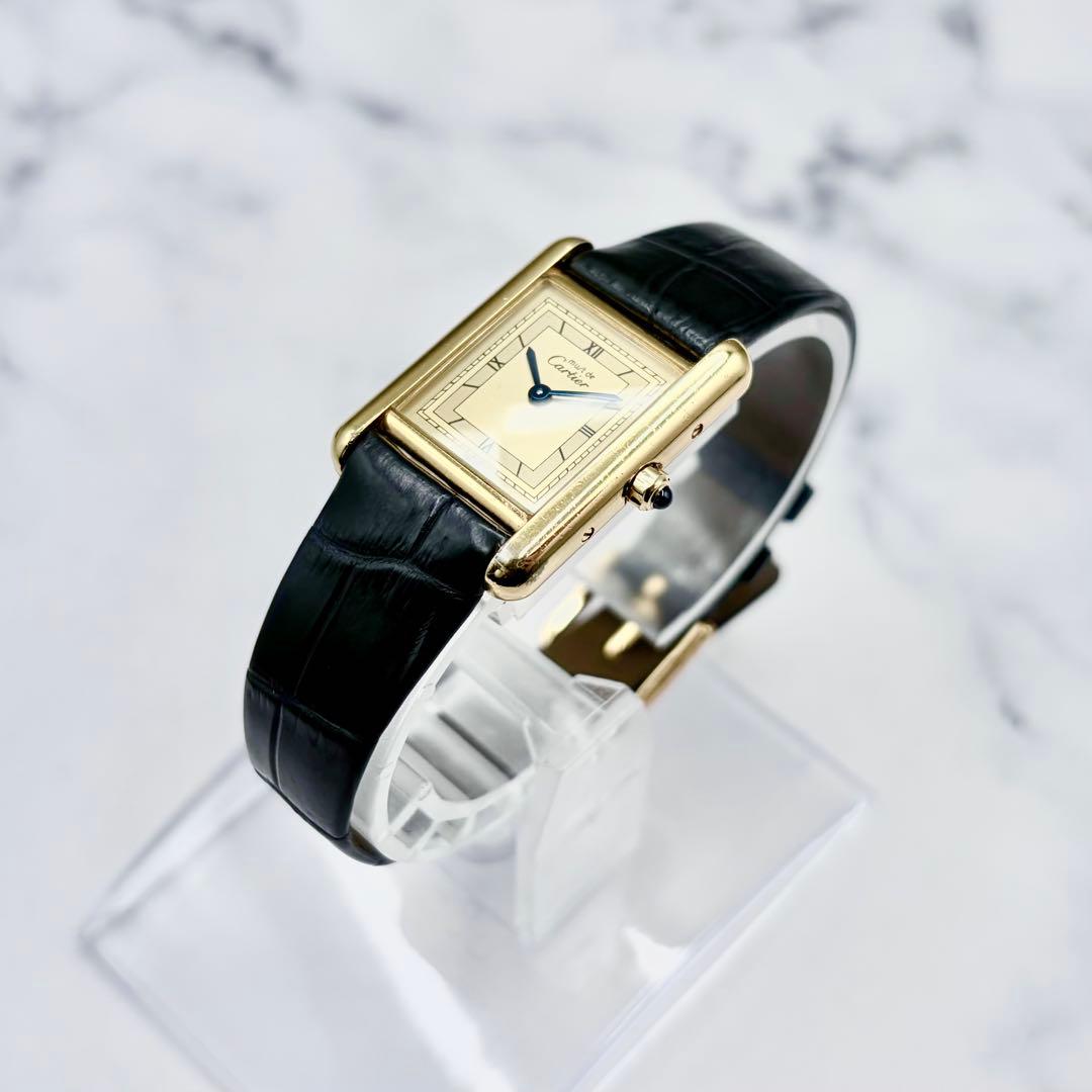 【OH済／極美】カルティエ マストタンク SM ヴェルメイユ 最高級クロコダイル