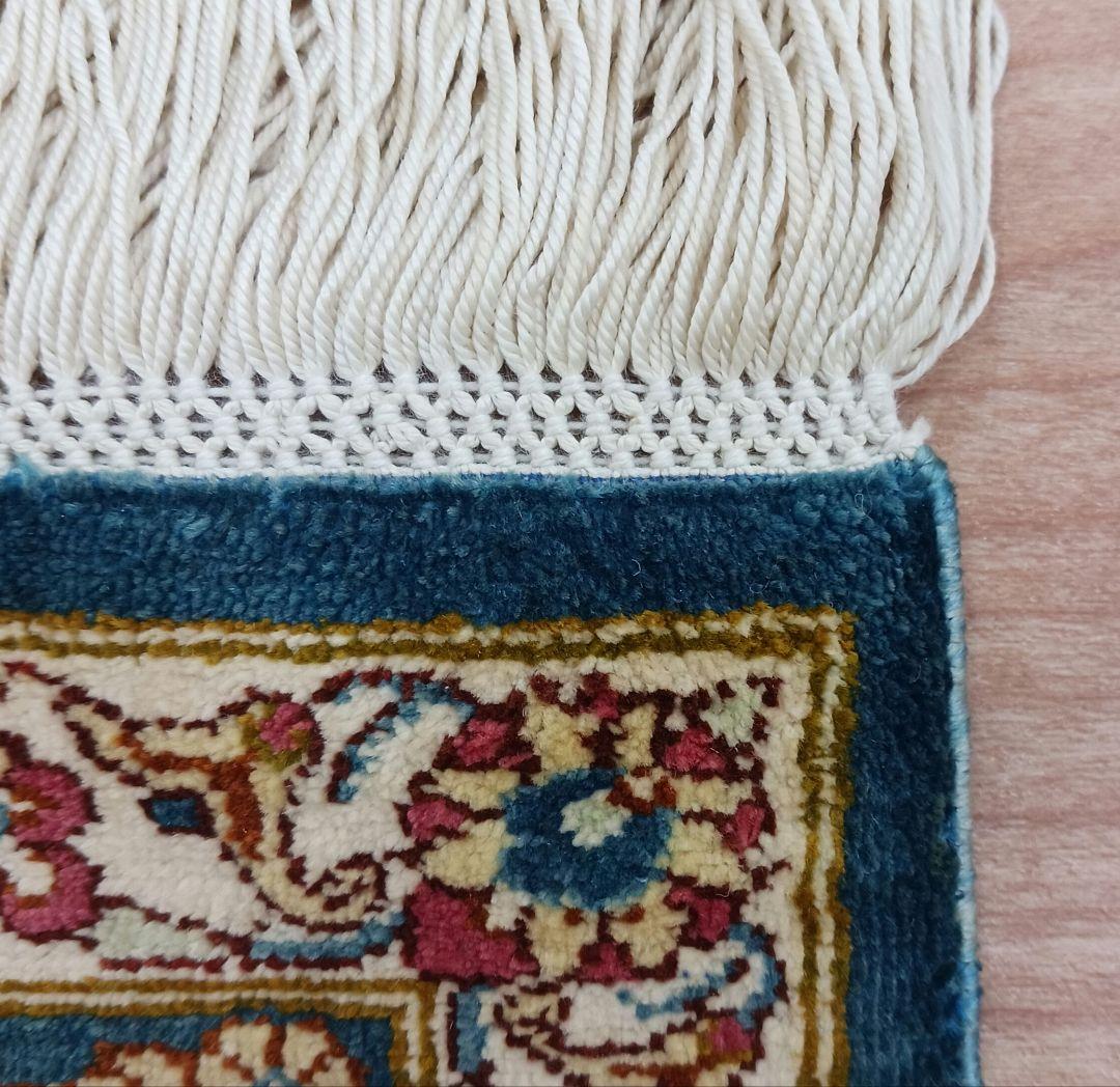 専用Y3144 高級ペルシャ絨毯 クム産 工房サイン シルク100% 手織り