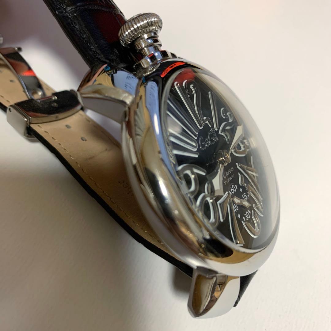 ガガミラノ マヌアーレ 手動巻き時計 ブラック 48mm Swiss made