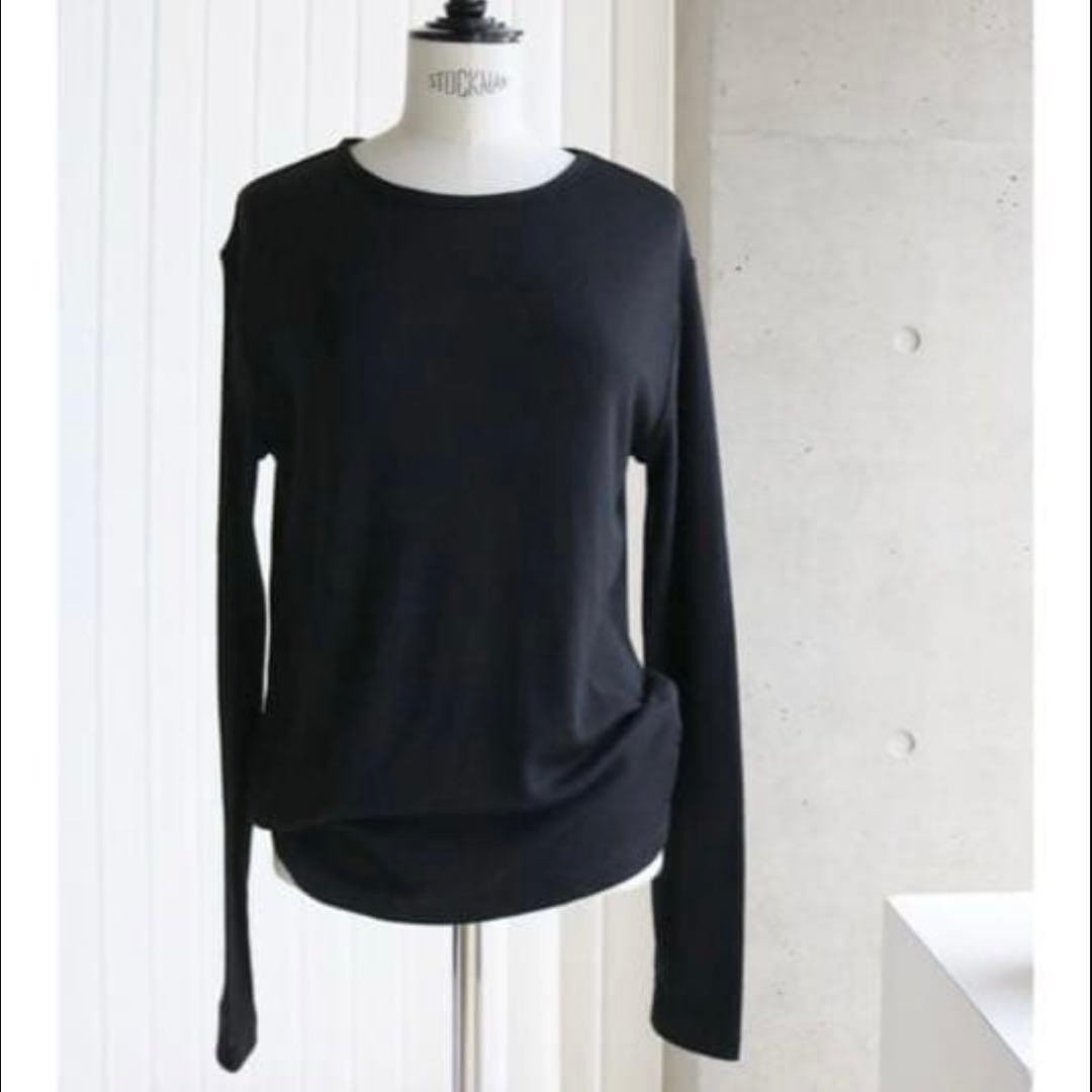 新品　maison de R メゾンドアール　ウールジャージ　クルーネック 黒