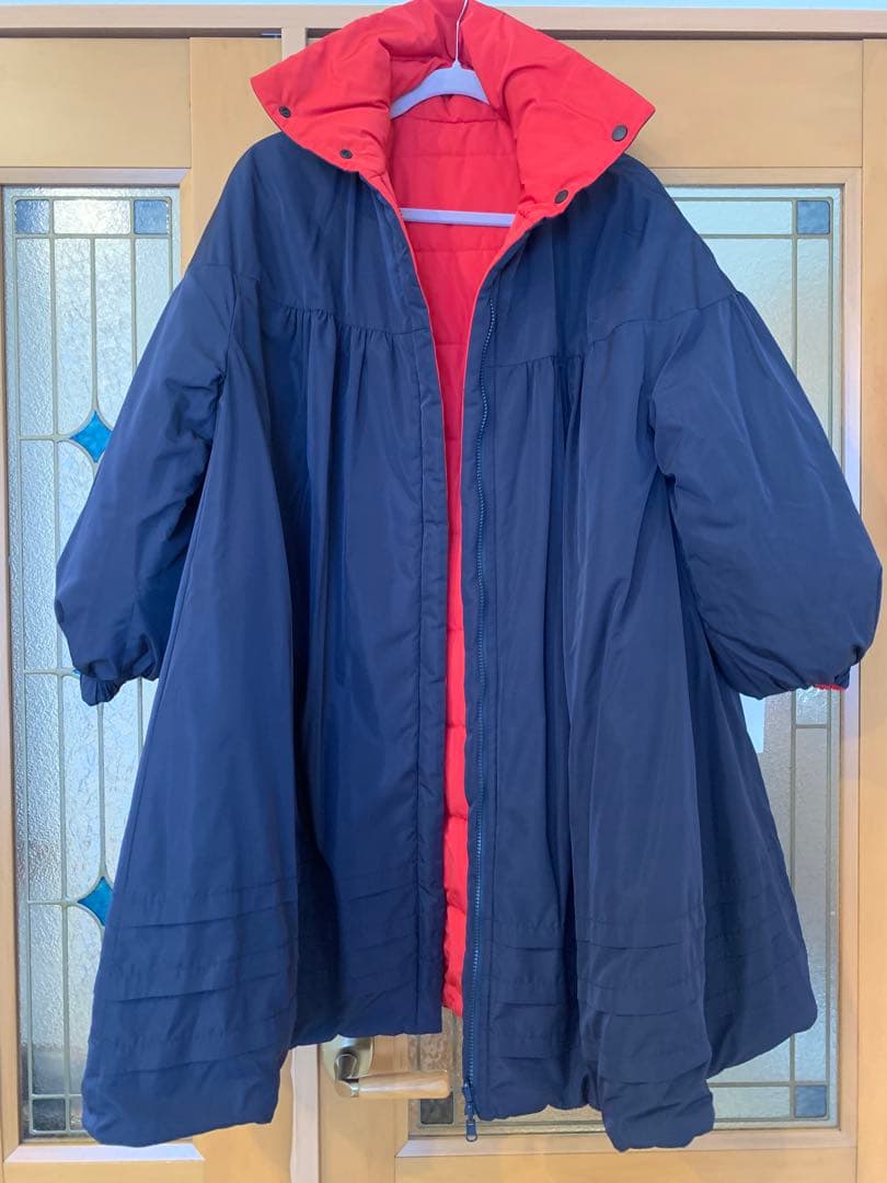 rosymonster リバーシブルフワフワコート　ロングS ネイビー/レッド