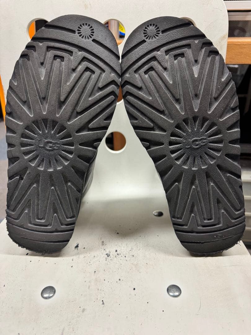 25cm UGG ブラック レザー ジップアップ ブーツ