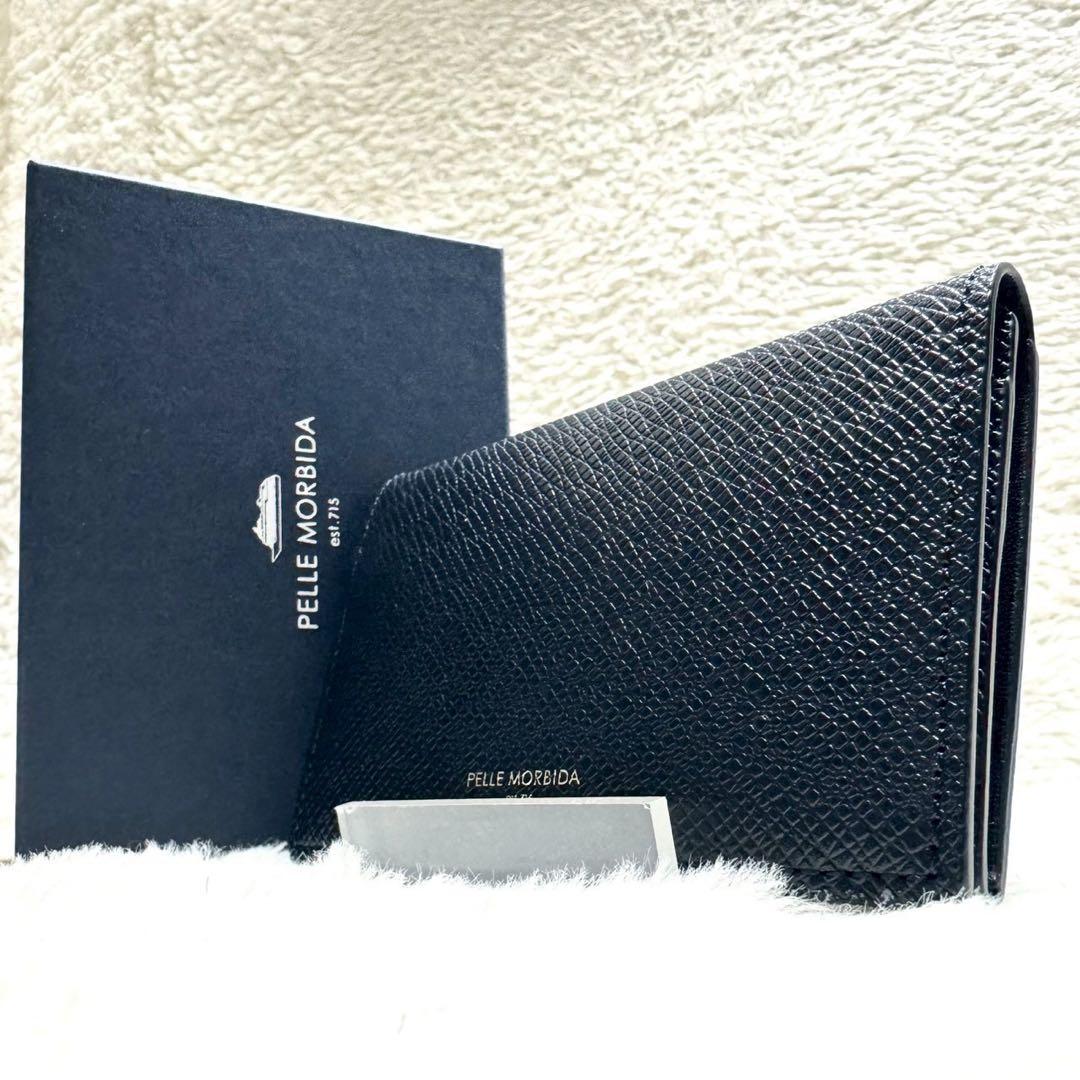 箱付 極美品✨ PELLE MORBIDA カードケース 名刺入れ ネイビー