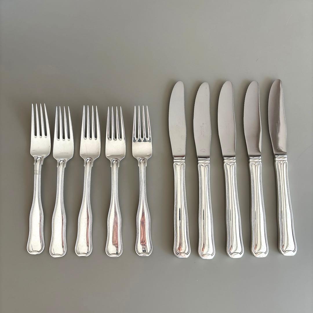 美品ジョージジェンセン★オールドデニッシュ★ディナーナイフ&フォーク★各5本