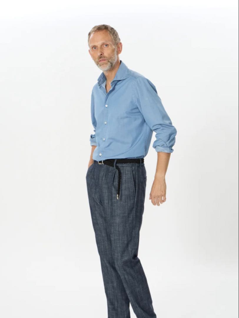 Finamore デニムシャツ/SIMONE(シモーネ) ユーズドブルー　XL