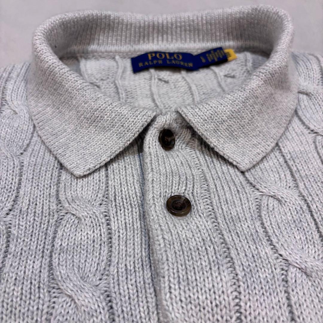 【美品】ラルフローレン　コットンケーブルニット　襟付きセーター