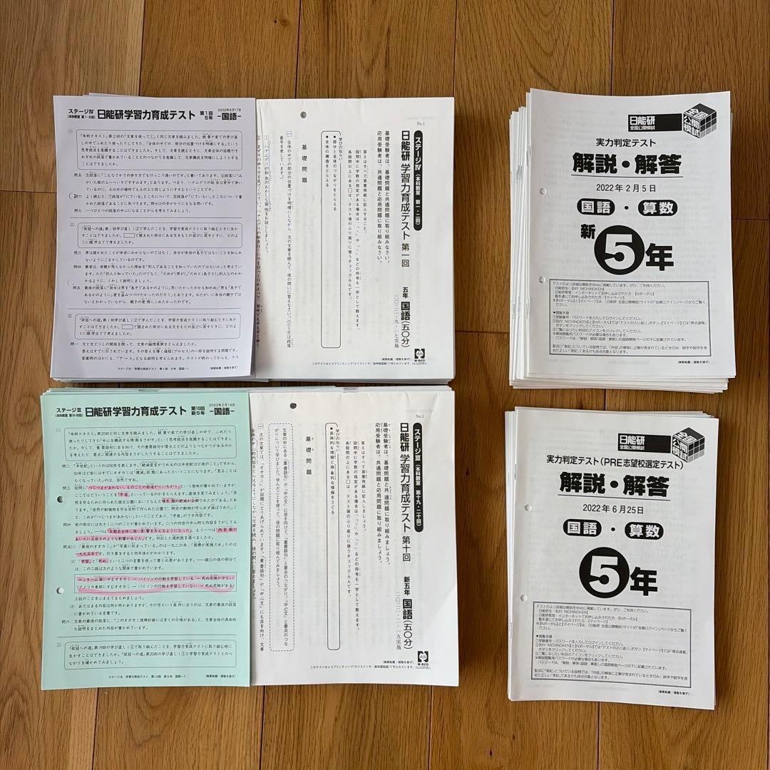 日能研 5年 2022年 学習力育成テスト 実力判定テスト 志望校選定 中学受験